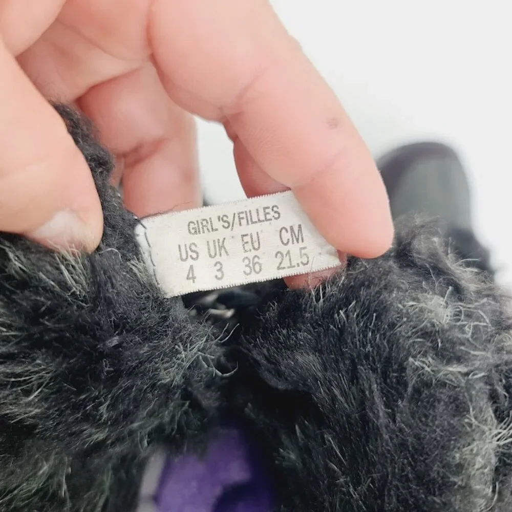 The North Face Girl's‎ Black Nuptse Fur Ankle Winter Snow Boot Size 4